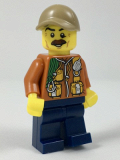 LEGO col311 City Jungle Explorer - Dark Orange Jacket with Pouches, Dark Blue Legs, Dark Tan Cap with Hole, Reddish Brown Moustache