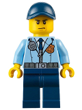 LEGO cty0616 Police - City Officer, Jacket with Dark Blue Tie and Gold Badge, Dark Blue Legs, Dark Blue Cap