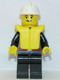 LEGO firec025 Fire - Flame Badge and Straight Line, Black Legs, White Fire Helmet, Life Jacket