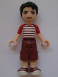 LEGO frnd162 Friends Nate, Dark Red Cropped Trousers Large Pockets, Red and White Striped Shirt