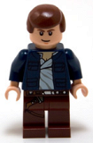 LEGO sw290 Han Solo, Reddish Brown Legs with Holster Pattern, Open Jacket - Set 8129