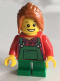 LEGO twn262 Light Keeper Girl, Green Overalls, Short Legs (31051)