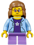 LEGO twn289 Girl, Bright Light Blue Hoodie, Medium Lavender Short Legs, Medium Dark Flesh Female Hair Mid-Length, Glasses